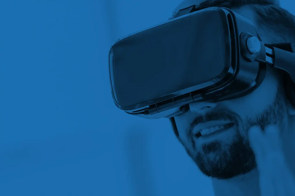 Person using virtual reality technology representing innovation and modern tools